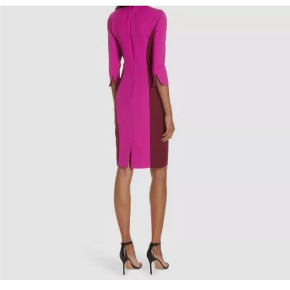 NWT Milly Hot Pink/Maroon Color Block Scuba Knit Sheath Dress Size 6 - Picture 8 of 15
